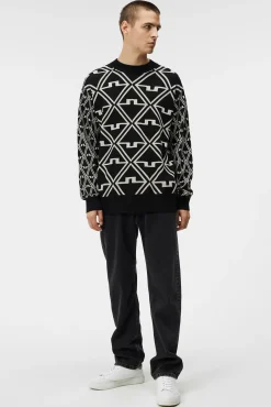 Strikkevarer|J.Lindeberg Strikkevarer Isaac Jacquard Knitted Sweater