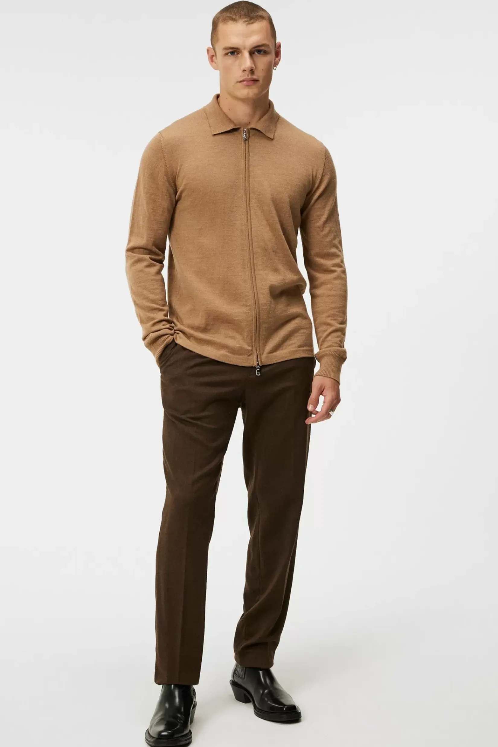 Strikkevarer|J.Lindeberg Strikkevarer Nyle Merino Zip Cardigann