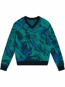 Strikkevarer|J.Lindeberg Strikkevarer Trestle Jacquard V-Neck